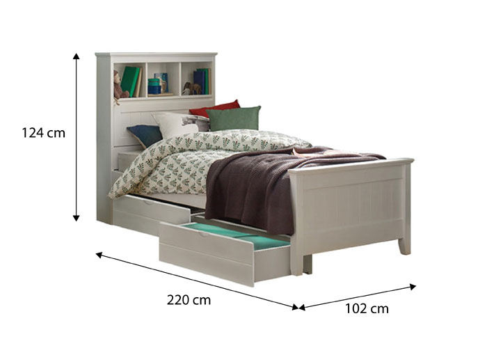 Jack Single Bed Frame with 2 Short Drawers